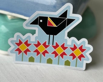 red winged black bird barn quilt inspired vinyl sticker