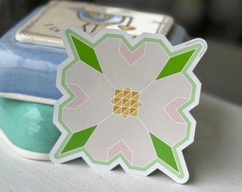 dogwood flower barn quilt inspired vinyl sticker