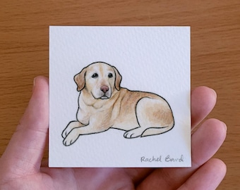 Custom Miniature Watercolor Pet Portrait - 3" x 3" - Dog, Cat, Bunny, Chinchilla, Bird, & Other Animals