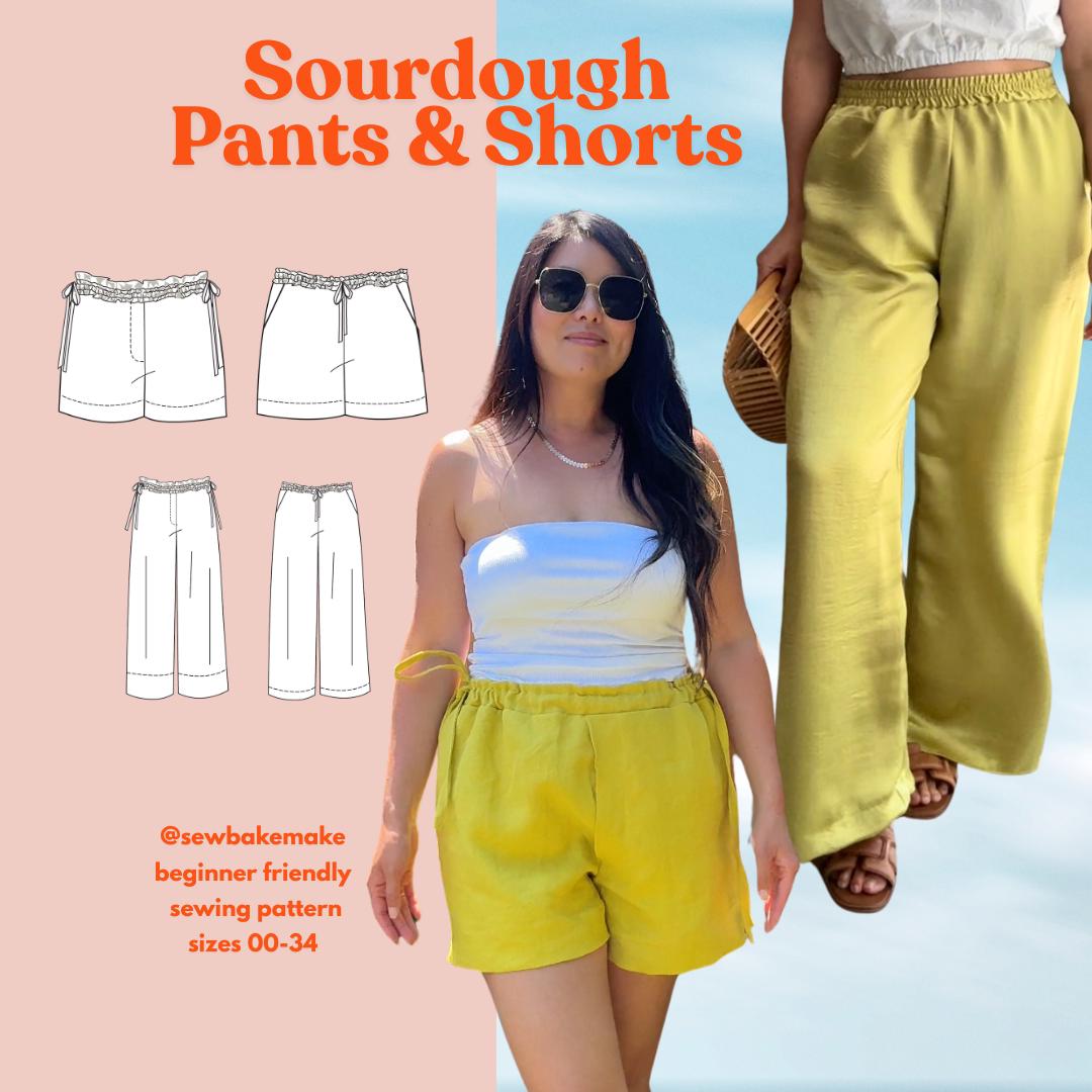 Sourdough Pants and Shorts | Beginner Friendly | Sewing Pattern | elastic waist wide leg pant | wovens and knits