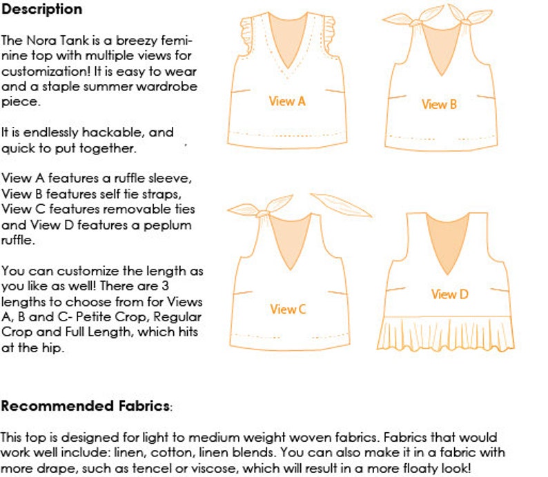 The Nora Tank Woven Tie Strap Tank Top Sewing Pattern image 7