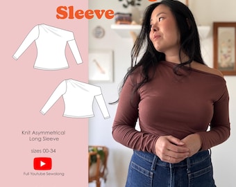 Cinnamon Long Sleeve Off Shoulder Asymmetrical Top Knit Sewing Pattern