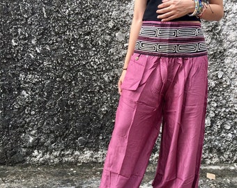 Rayon Harem Pants: Women's Boho Yoga Trousers with Elastic Waist