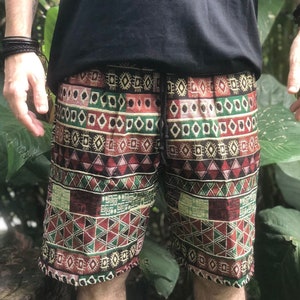 Navajo Shorts Cotton festival outfit For men Summer Burning man Streetwear unique natural hippie cloth geometry funky fashion Shorts men