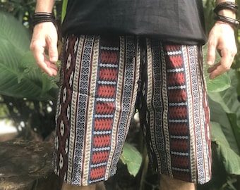 Navajo Shorts Cotton festival outfit For men Summer Burning man Streetwear unique natural hippie cloth geometry funky fashion Shorts men