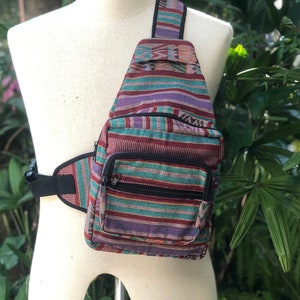 Woven Tribal Sling Chest Bag Festival Boho bag backpack Men Women Hippie Bohemian Style Crossbody bag Purse for Traveler Vegan Gift Unique