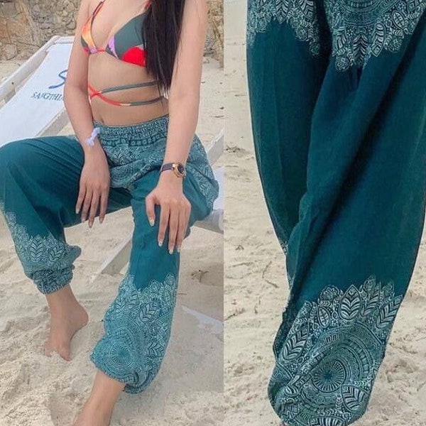 Thai Hose Festival Yoga Hose für Sommer Boho Hippie Stil Vegan Outfit Boho Gypsy Frauen Männer Geschenk Rayon bequemer Stoff