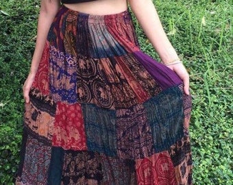 Fairy Boho Patchwork rok, Maxi Jurk, patchwork jurk, Hippie Rok, Olifant rok, Boho jurk, zigeunerjurk, vrouwen cadeau, hippie maxi rok