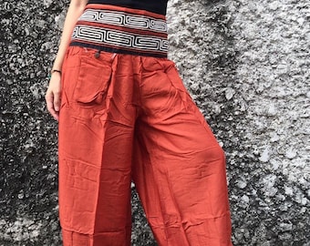 Pantalon de yoga Hippie Boho Sarouel Boho Style festival Solide Vêtements décontractés Hommes Femmes Taille basse gitane Cadeau unisexe Unique Vegan Thaïlande