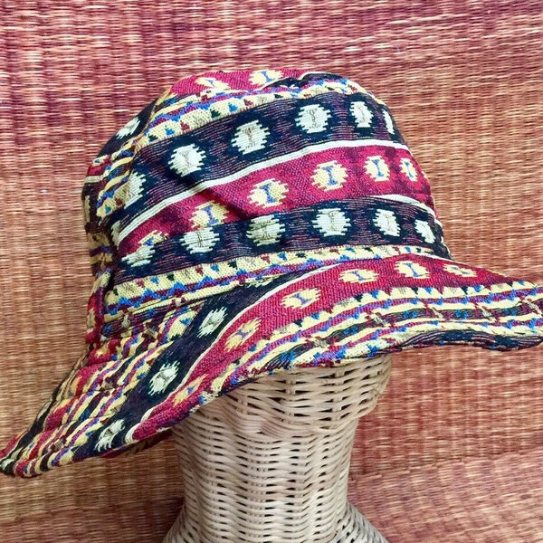 bucket Hat Sun Hat Tribal Aztec Ikat Style Funky Boho Hippie Hipster Vegan men women Beach Fishing Boonie Hat Festival Napali Cotton