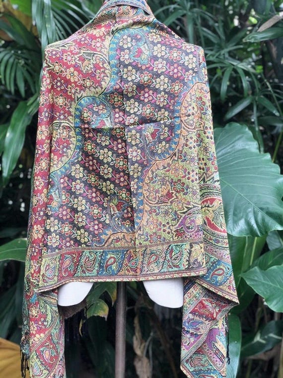 ★HILLDA★ Bohemian Paisley Scarf Bohemian Paisley Print Soft Scarf – Lightweight Long Shawl