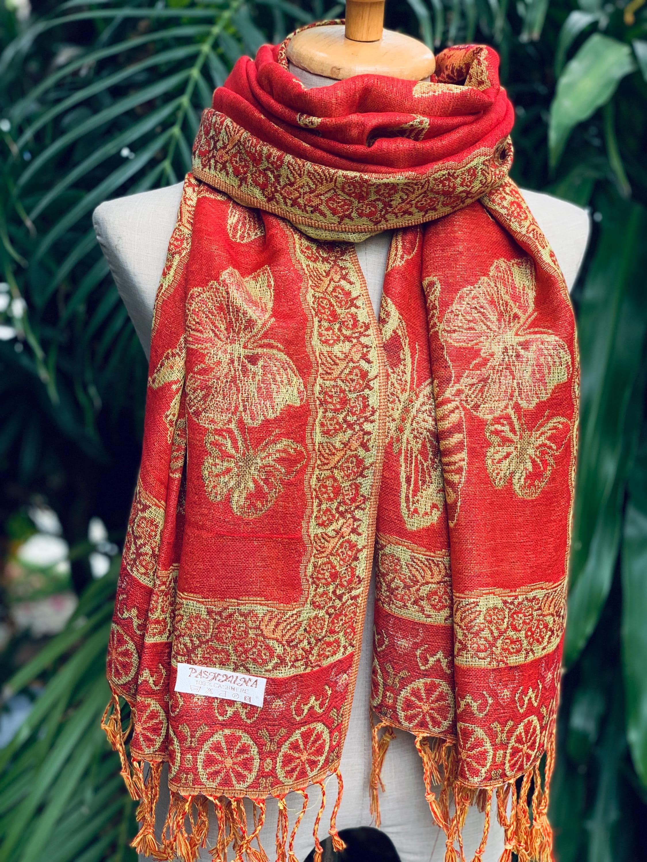 Pashmina belle écharpe en laine douce motif cachemire gris étole fête