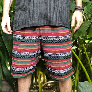 Woven Shorts Unique cotton Aztec Tribal hippie Styles Festival Burning man outfit Hipster natural nomadic clothing chic gift for men women