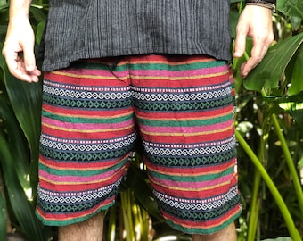 Woven Shorts Unique cotton Aztec Tribal hippie Styles Festival Burning man outfit Hipster natural nomadic clothing chic gift for men women