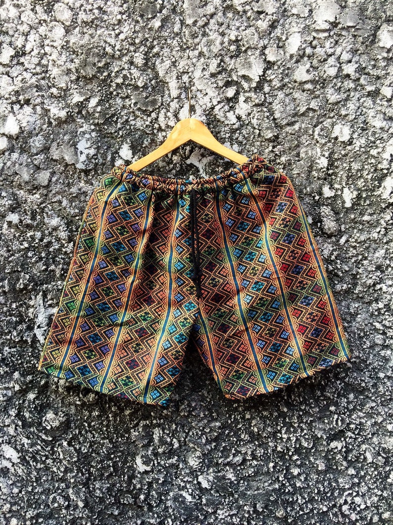 Festival shorts Hippie Tribal Shorts Aztec Ikat Ethnic Woven Southwestern Boho Style Beach Summer shorts Burning man Gift Vegan Men women