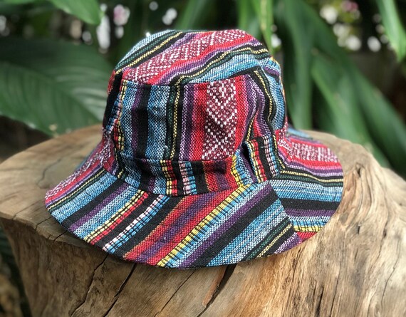 Boho Woven Bucket Hat Roll Wide Brim 