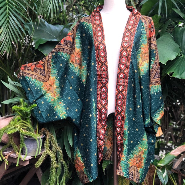 Festival Kimono Cardigan blazer Hippie Gypsy Bohemian Boho outfit Japanese Zen Paisley Beach Cover Summer loungewear Burning man men women