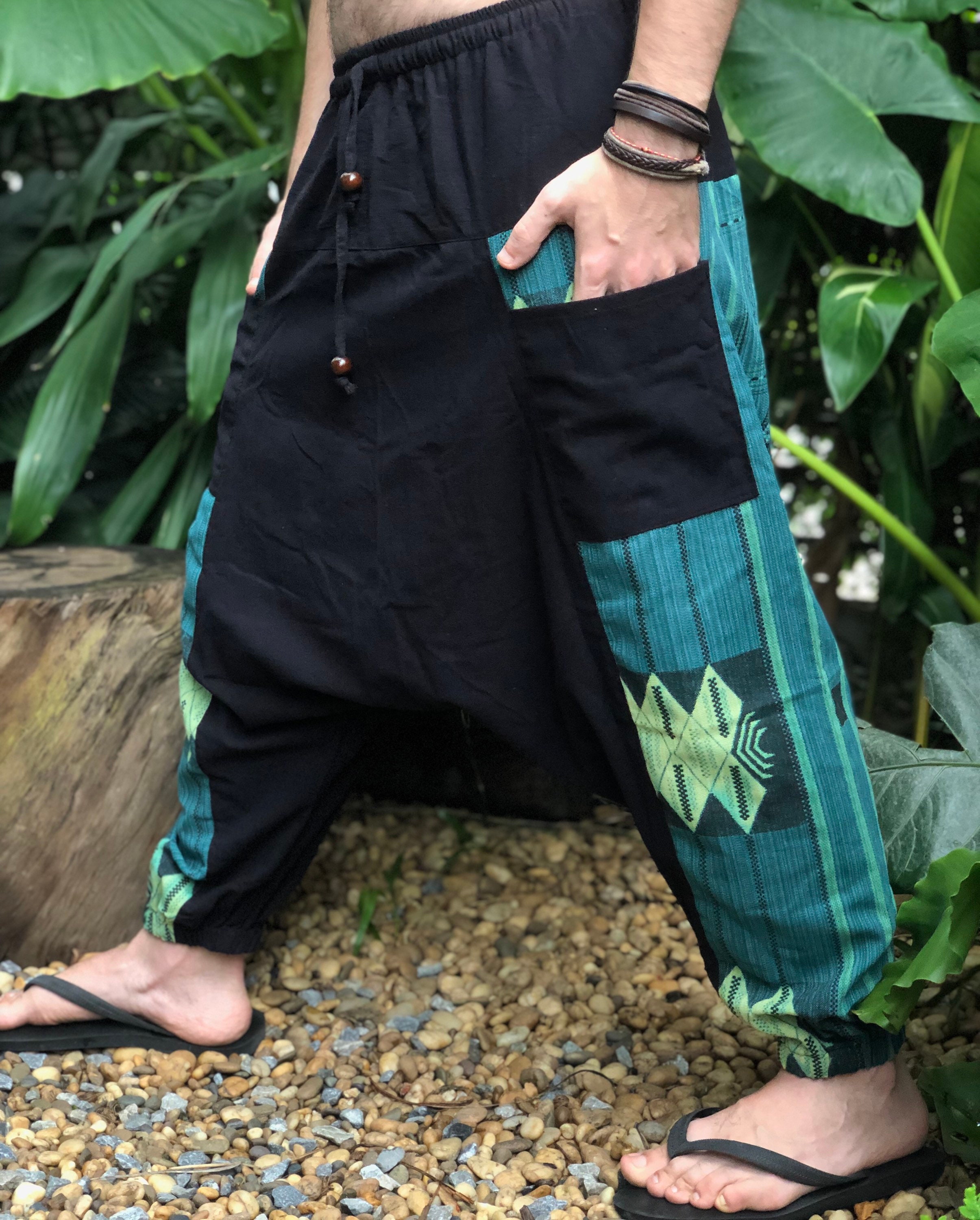ALADDIN BAROQUE PRINT HAREM HIGH CROTCH PANTS BLACK