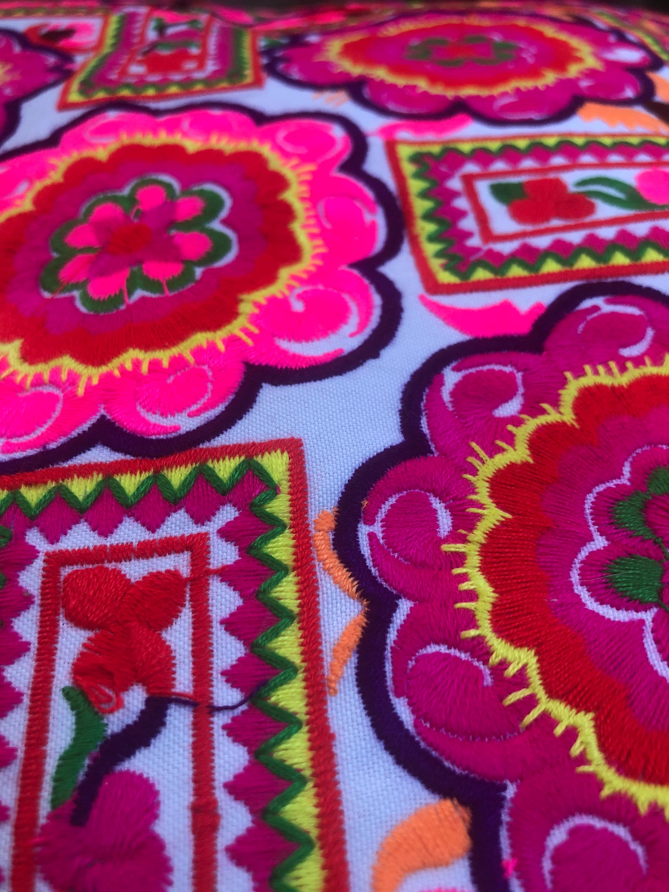 Boho Pillow Case Floral Motifs Embroidered Colorful House Etsy