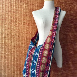 Crossbody Shoulder Bag Hippie Tribal Boho Bag Sling bag Ikat Aztec Southwestern festival style handbag Hobo Yam Bag Vegan Gift for men women