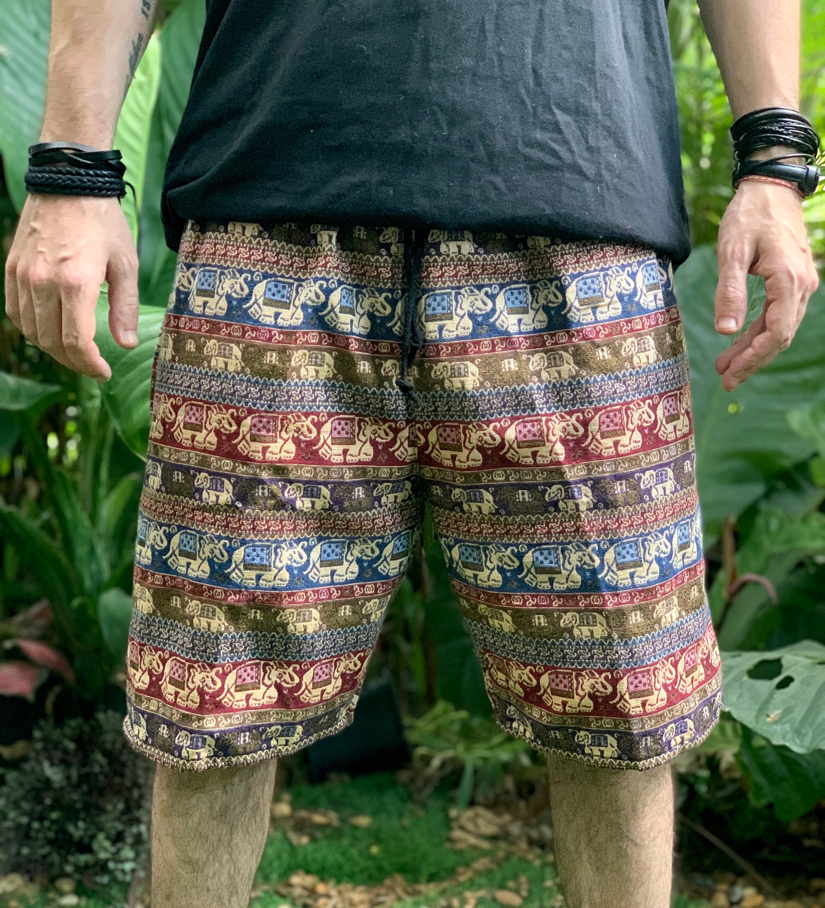 Buy Cotton Shorts Hippie Boho Festival for Men Elephant Tribal Summer Style Beach Burning Man Earth Tone Aztec Ikat Native Bohemian Hipster Gift Online in India Etsy