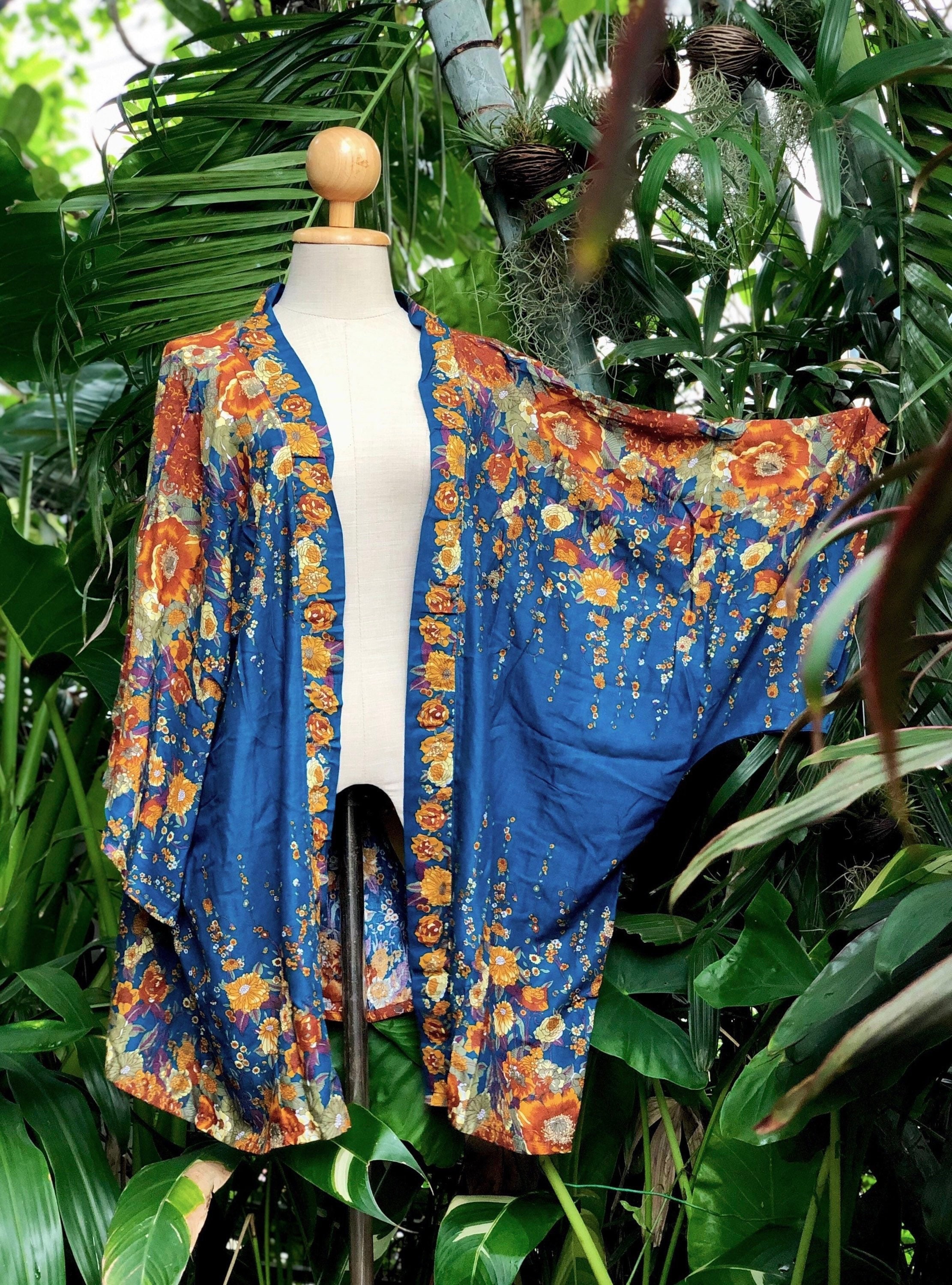 Floral Boho Kimono Cardigan Blazer Hippie Oversize Gypsy Bohemian Tribal Style Festival Outfit Beach Cover Summer Unique Plus Size Women Men Etsy