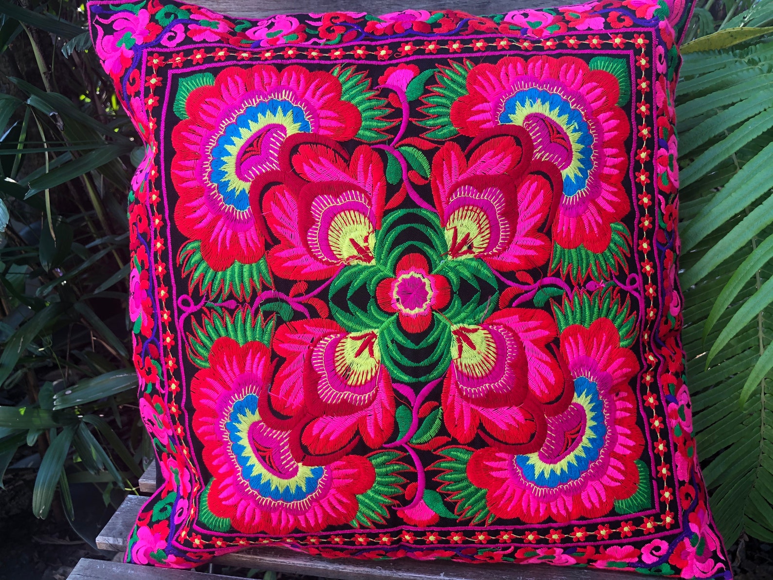 Flora Hmong Embroidered Pillow Cover Pillow Case Florals Etsy