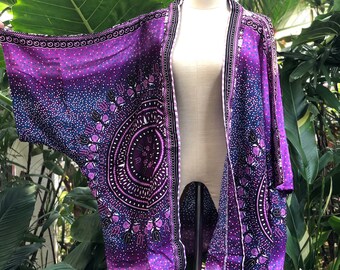 African Kimono blazer Hippie Tribal Gypsy Bohemian style Dress Beach Cover Summer unique gift plus size Oversize for women men Purple Orange