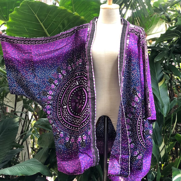 African Kimono blazer Hippie Tribal Gypsy Bohemian style Dress Beach Cover Summer unique gift plus size Oversize for women men Purple Orange