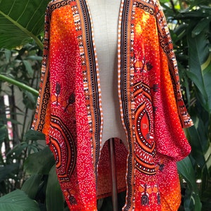 African Kimono blazer Hippie Tribal Gypsy Bohemian style Dress Beach Cover Summer unique gift plus size Oversize for women men Colorful image 3