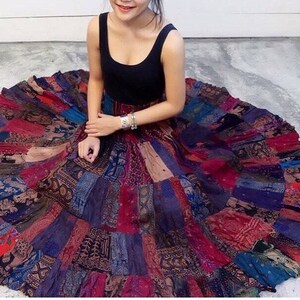 Fairy Boho Patchwork skirt,Maxi Dress,patchwork dress,Hippie Skirt,Elephant skirt,Bohemian dress,gypsy dress,women gift,hippie maxi skirt zdjęcie 3