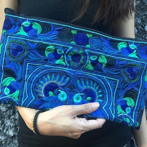 Pochette broderie hmong bohème bohème rétro hippie bracelet portefeuille sac à main sac cosmétique brodé festival accessoire sac broderie cadeau pour ses femmes