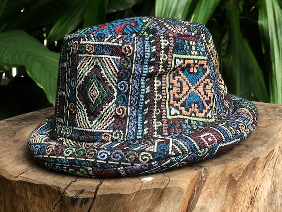 Ethnic Ikat Hippie Bucket Hat Boho Roll Brim Southwestern  display picture 2
