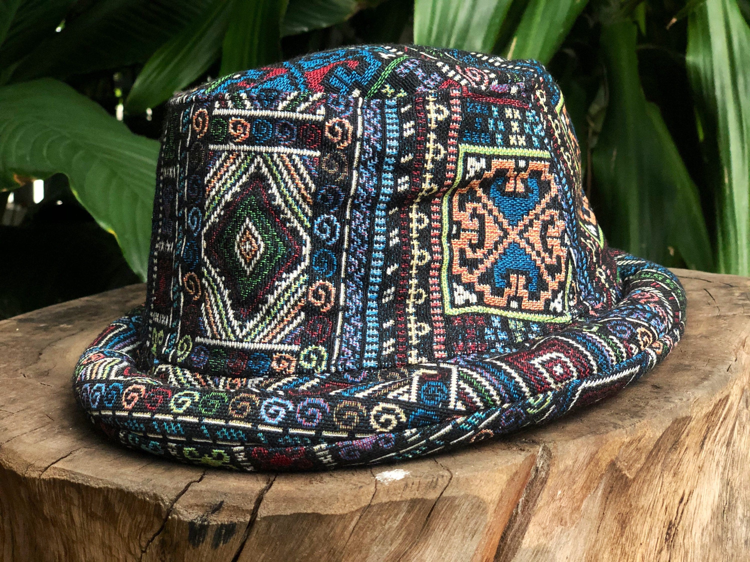 Ethnic Ikat Hippie Bucket Hat Boho Roll Brim Southwestern Unique