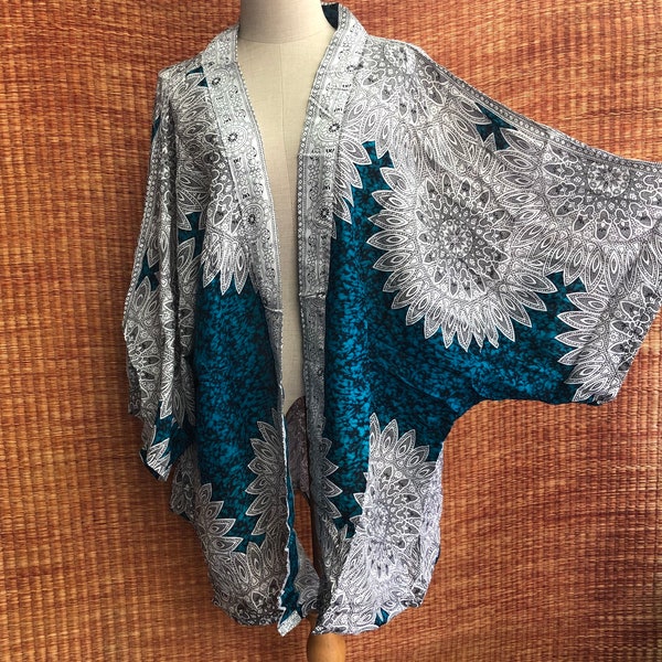 Boho Kimono Cardigan blazer Hippie Oversize Mandala Gypsy Bohemian Tribal style Dress Top Beach Cover Summer unique gift plus size women men