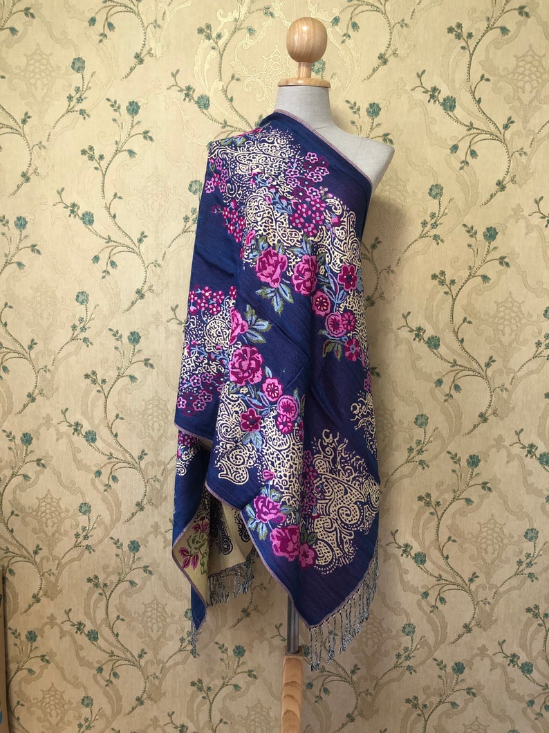 Florals Pashmina Scarf Stylish Flower print Festival Scarves Boho Bohemian Gypsy Head Wrap Turban unique Gift Women men Colorful Gypsy Vegan image 2