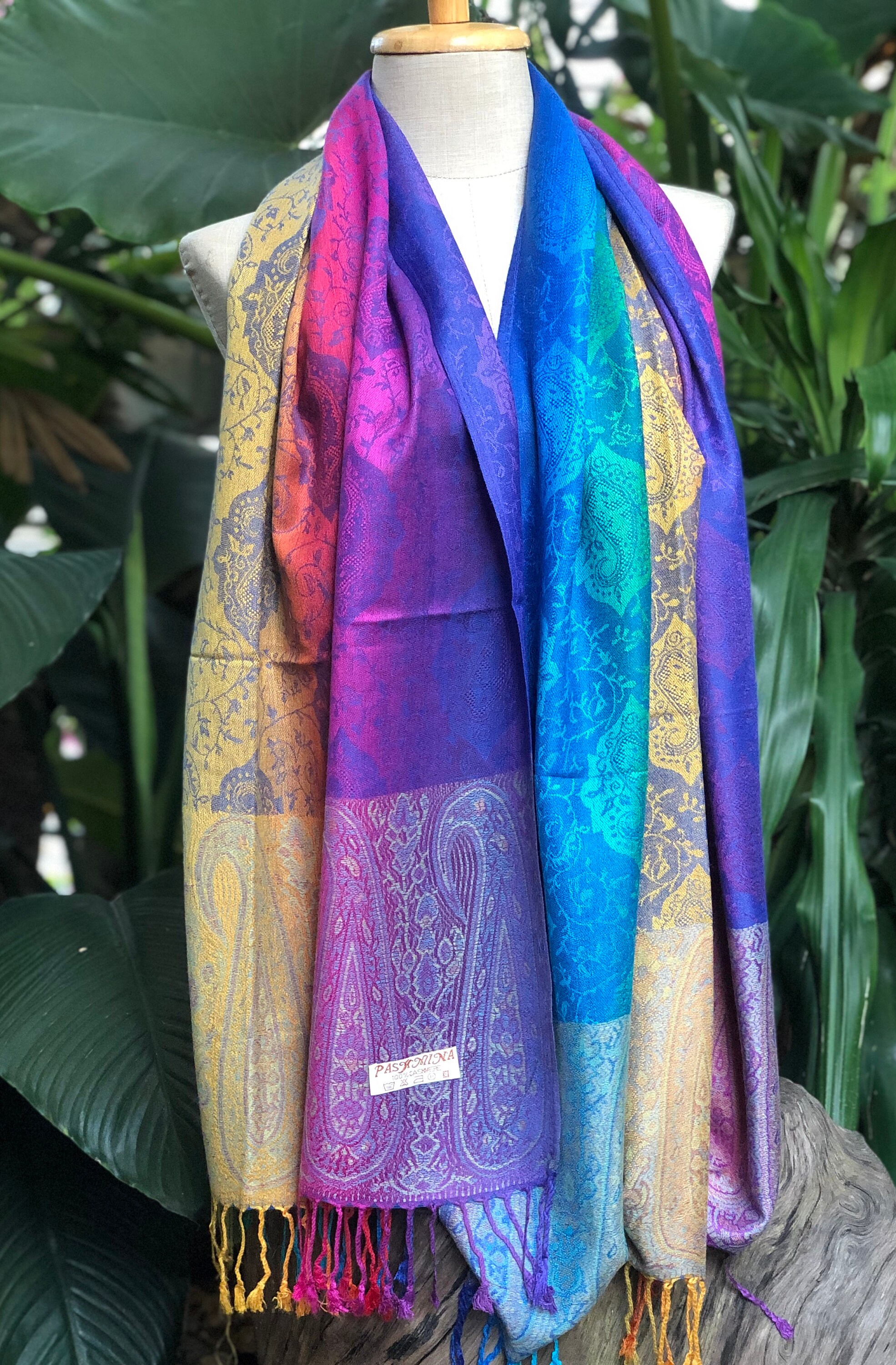 Paisley Gypsy Rainbow Colorful Pashmina Festival Scarf  display picture 3