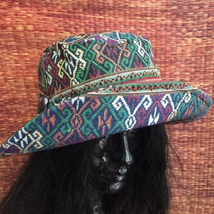 Bucket Hat Sun Hat Tribal Aztec Ikat Style Funky Boho Hippie Hipster Vegan men women Beach Fishing Hat Festival Napali Woven fabric men lady
