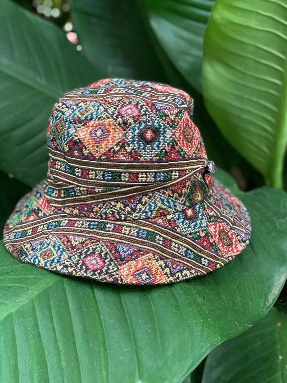 Chapeau tribal en coton ethnique boheme azteque hippie hippie style nomade chapeau a bord roule tenue de festival hommes tsiganes femmes seau en lin unique chapeau rond Etsy France