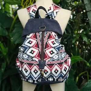 Aztekisk tribal ryggsäck etik hippie jacquard hipster skolfestival reseryggsäck dagspackning bagage gåva boho för män kvinnor