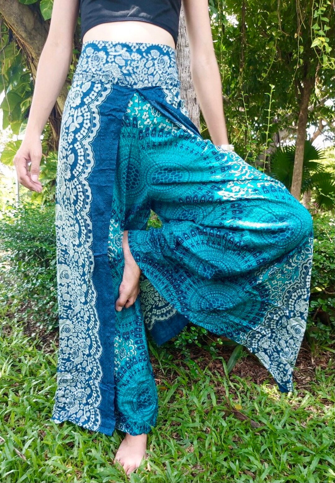 SLIT LEG PANTS Wide Leg Pants Resort Beach Yoga Pants for Etsy