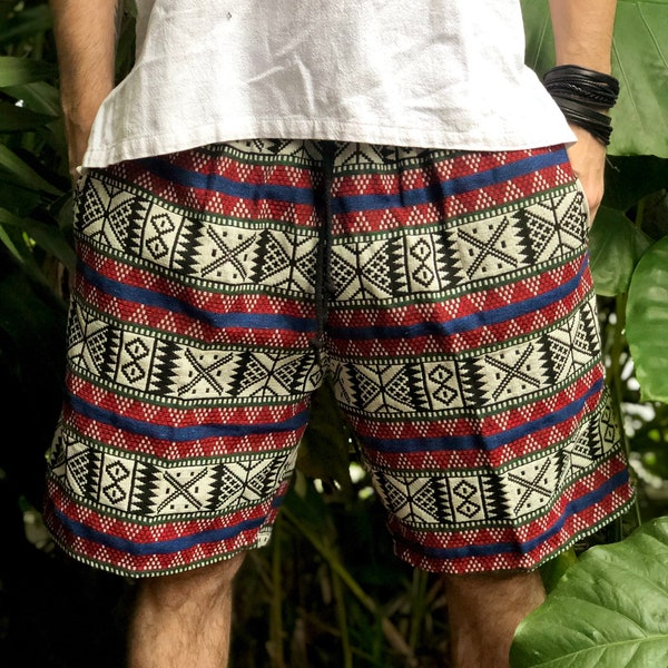 Aztec Festival Cotton Shorts Ethnic Men Tribal Boho Ikat Southwestern Summer Burning man Street Style Nomad outfit unique  Tribalspirit shop