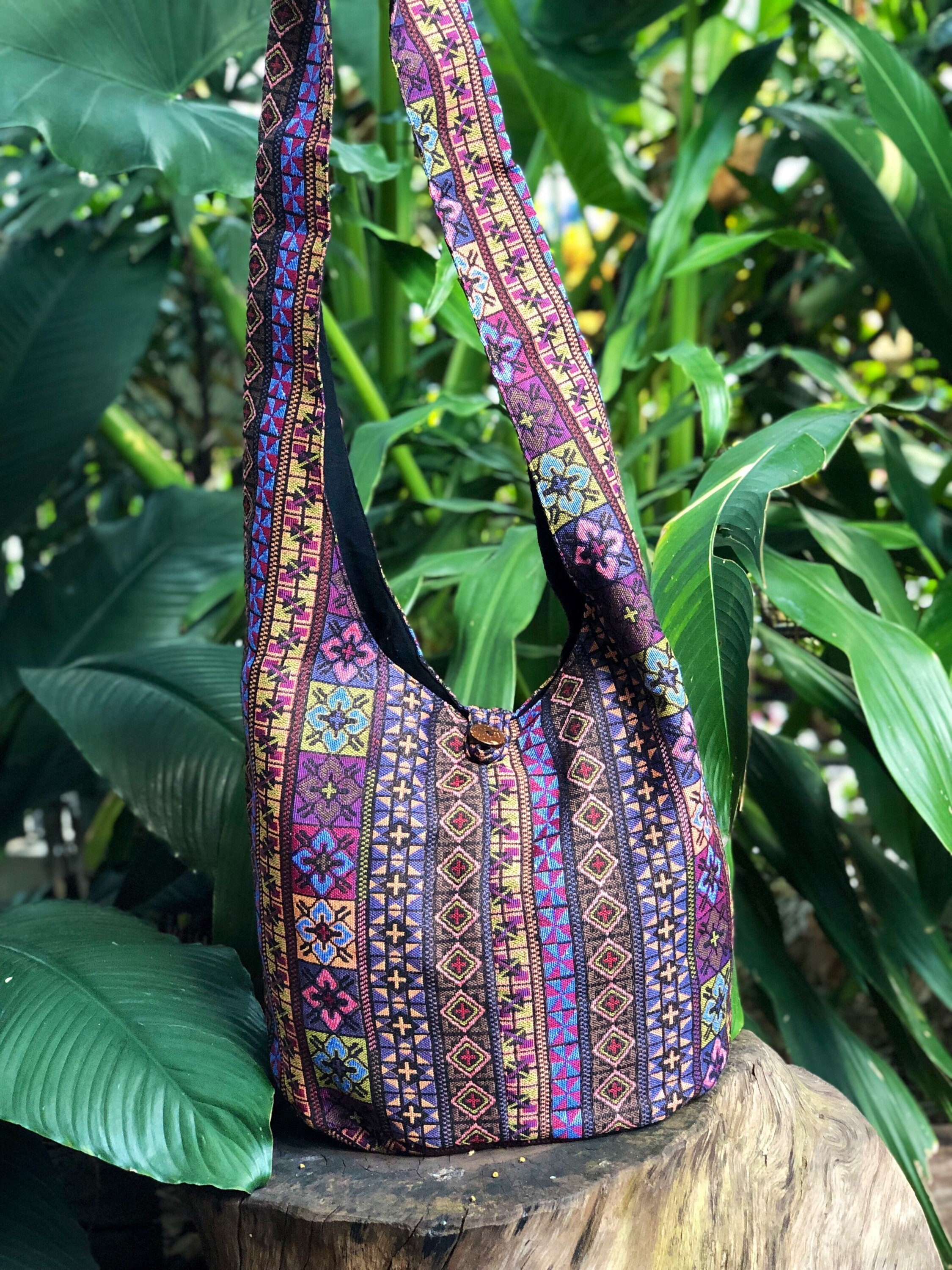 Lovely Creations Tribal Hobo Bohemian Hmong Sling Crossbody bag Woven Cotton Shoulder Hippie Gypsy Bag