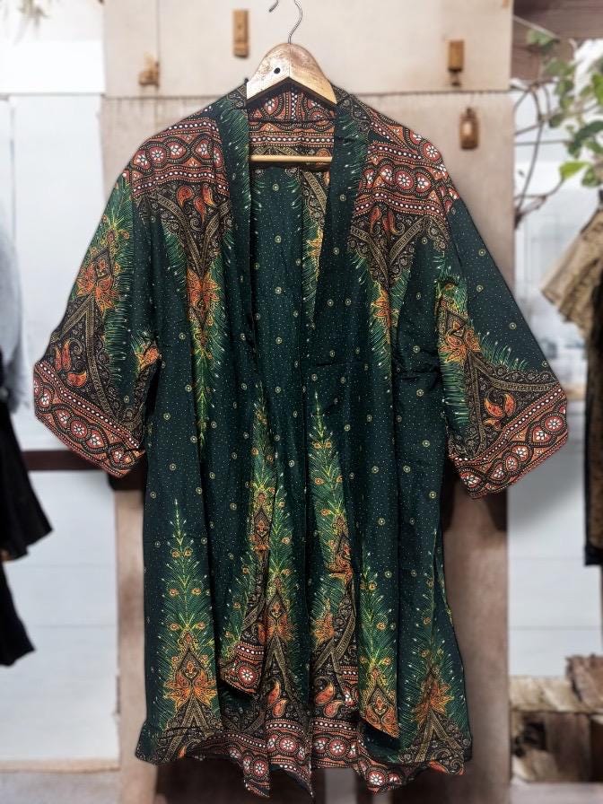 Festival Kimono Cardigan blazer Hippie Gypsy Bohemian Boho Rave outfit Peacock Paisley Top Cover Summer plus size Burning man women men gold
