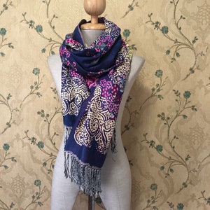Florals Pashmina Scarf Stylish Flower print Festival Scarves Boho Bohemian Gypsy Head Wrap Turban unique Gift Women men Colorful Gypsy Vegan image 1
