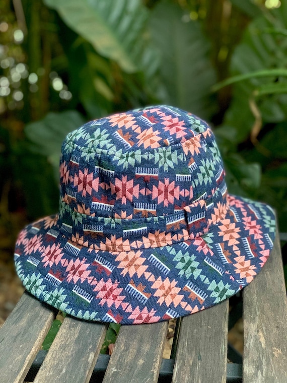 Bucket Hat Boho Festival Tribal Hat Nomadic Outfits Natural Cotton Ethnic  Aztec Des Fabric Fishing Hiking Hat for Men Women Tribalspiritshop 