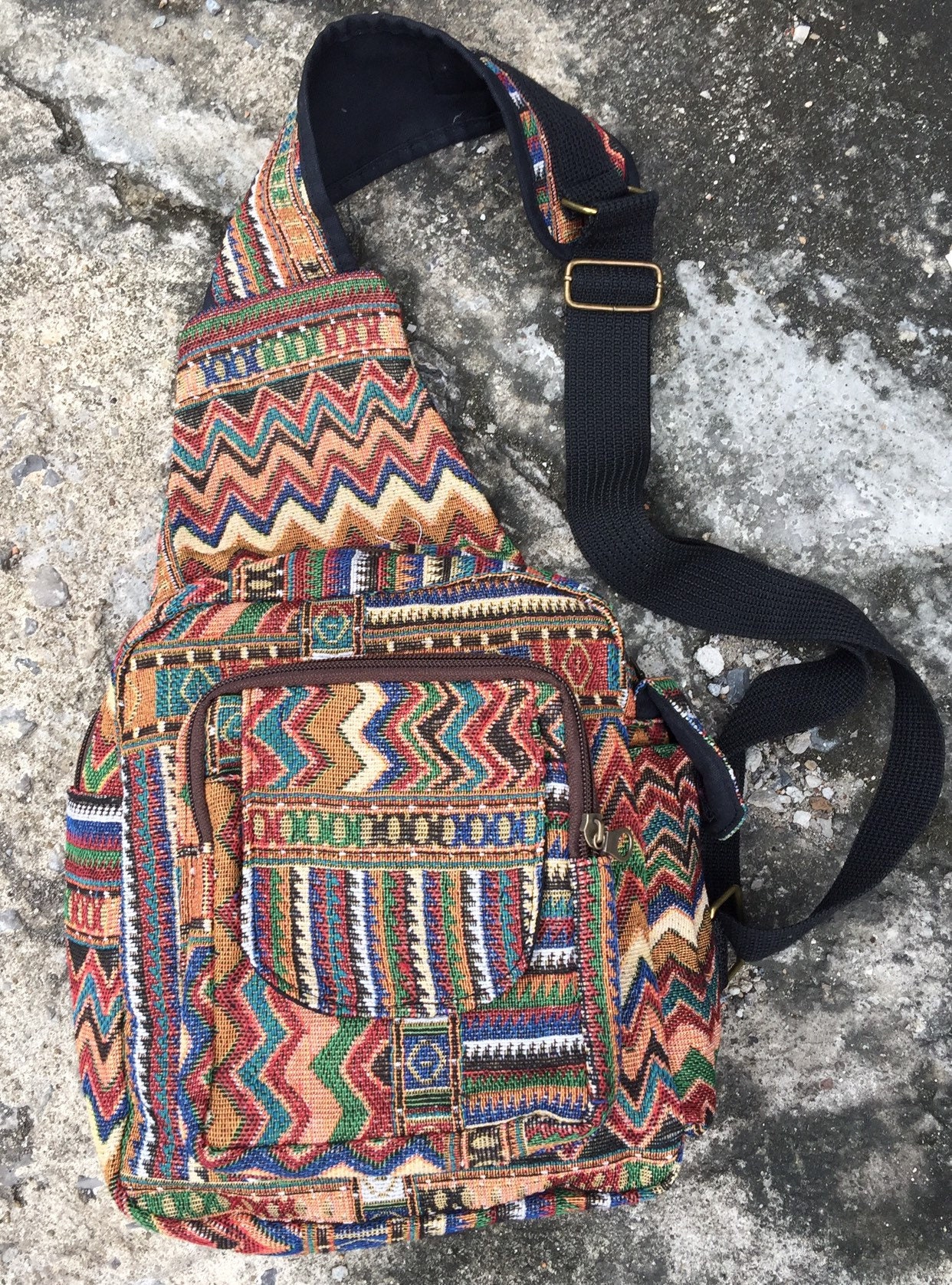 Woven Tribal Sling Chest Bag Festival Boho Bag Backpack Men Etsy