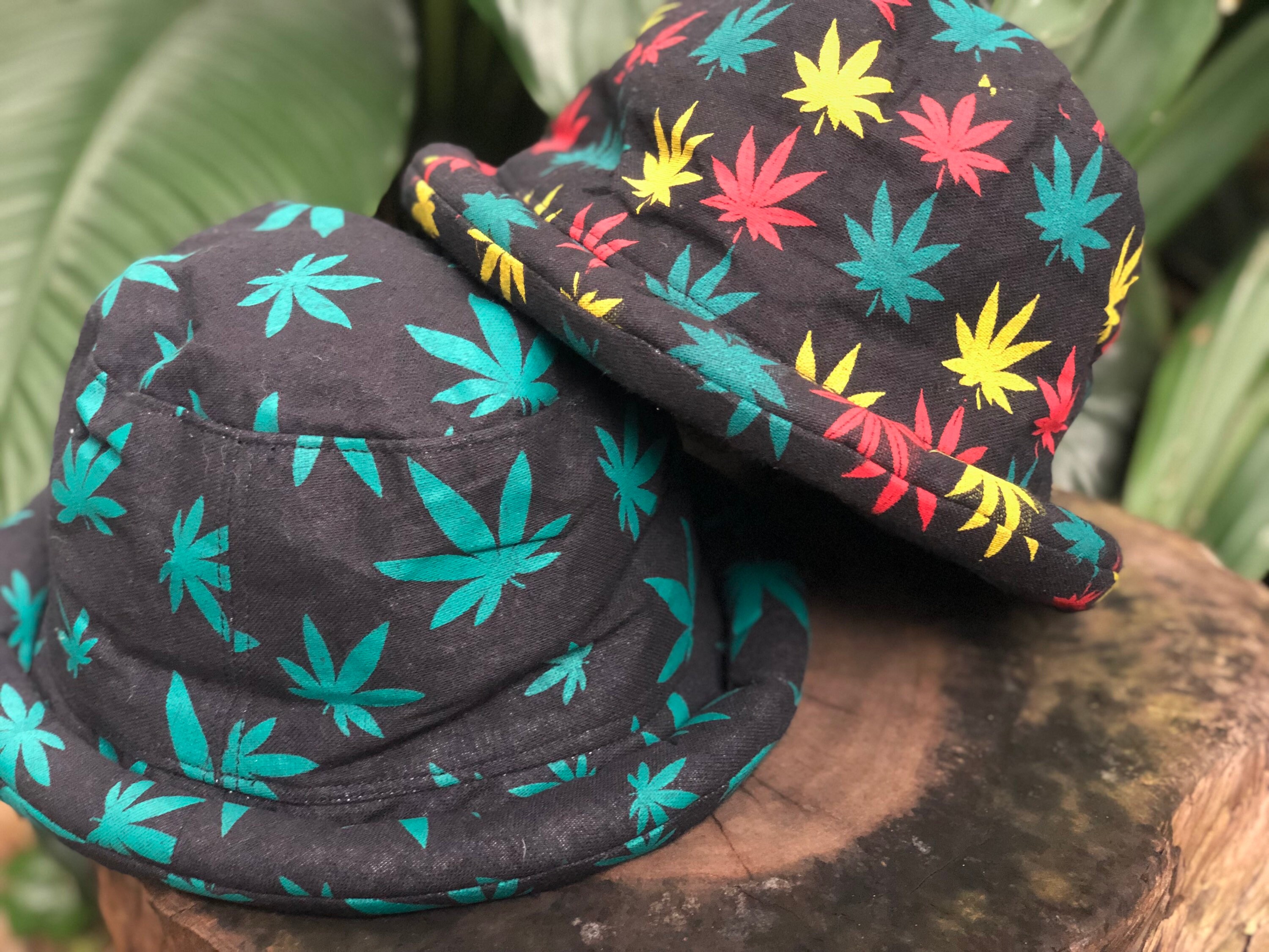 Roll Brim Hat Marijuana Leaf Cannabis Weed Hat Street Style 