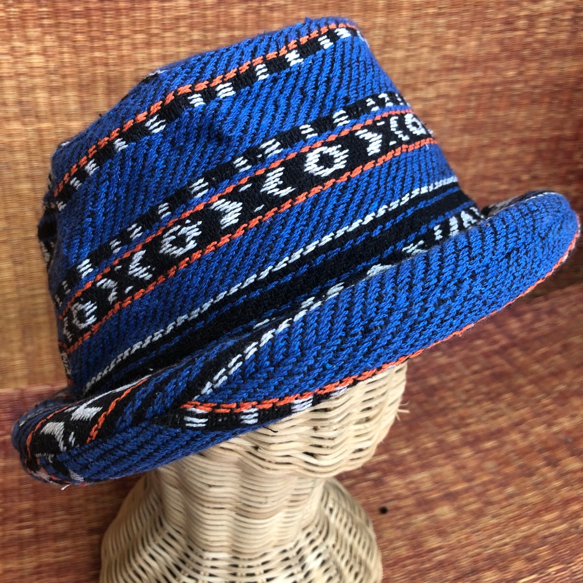 Cotton Boho Roll brim Hat Aztec hat Hippie Style Woven Drug | Etsy