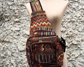 Cotton Sling Chest Bag Festival Boho Woven bag backpack Men Women Hippie Bohemian Tribal nomadic Style Crossbody bag Traveler Gift Unique